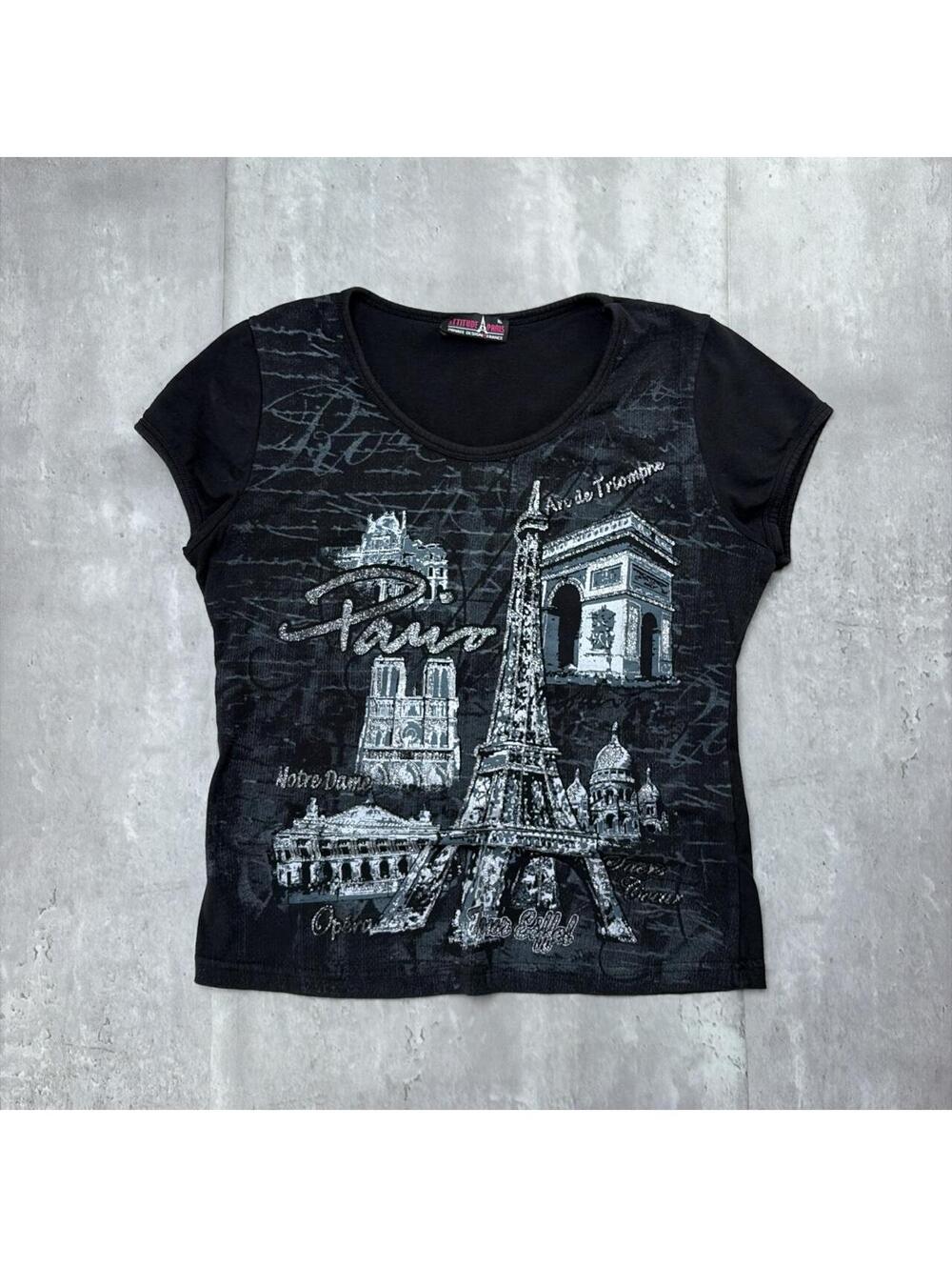 Y2K Black Attitude Paris Grunge Gothic Skater T-Shirt
